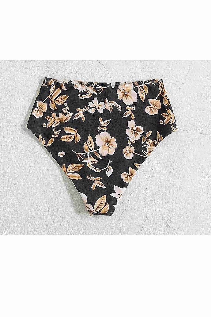 Angelsin Yüksek Bel Baskılı Bikini Altı Siyah - 5