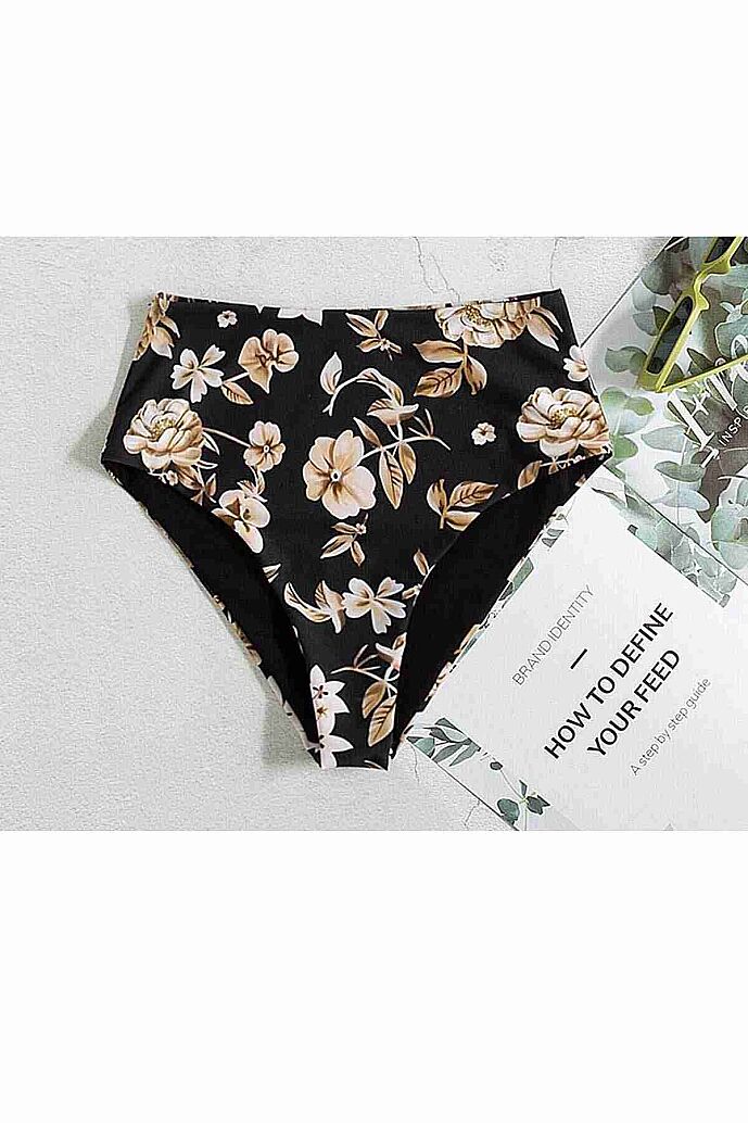 Angelsin Yüksek Bel Baskılı Bikini Altı Siyah - 6