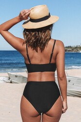 Angelsin Yüksek Bel Bikini Altı Siyah - Thumbnail