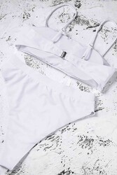 Angelsin V Kesim Yüksek Bel Bikini Takım Beyaz - Thumbnail