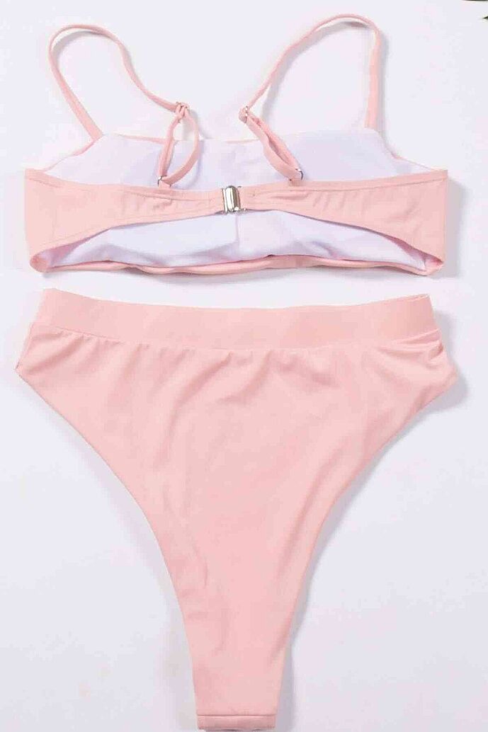 Angelsin V Kesim Yüksek Bel Bikini Takım Pembe - 7