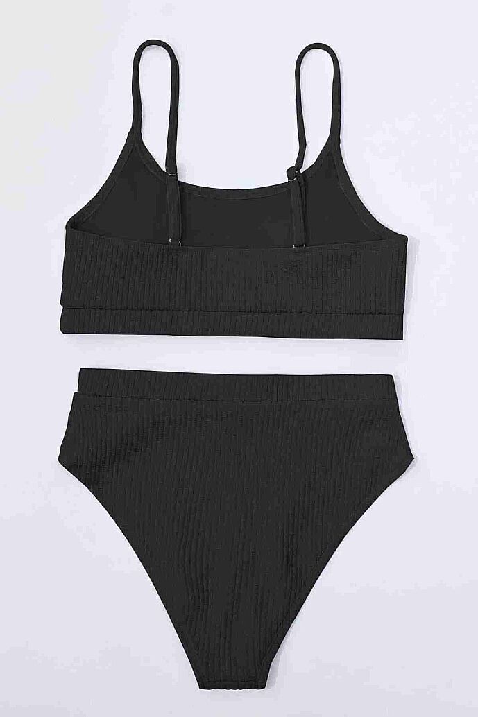 Angelsin Yüksek Bel Özel Kumaş BiKini Altı Siyah - 4