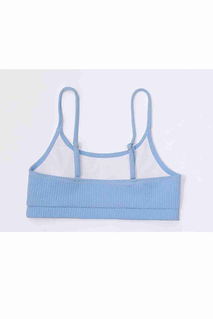 Angelsin Yüksek Bel Özel Kumaş Tankini Bikini Üstü Mavi - 4