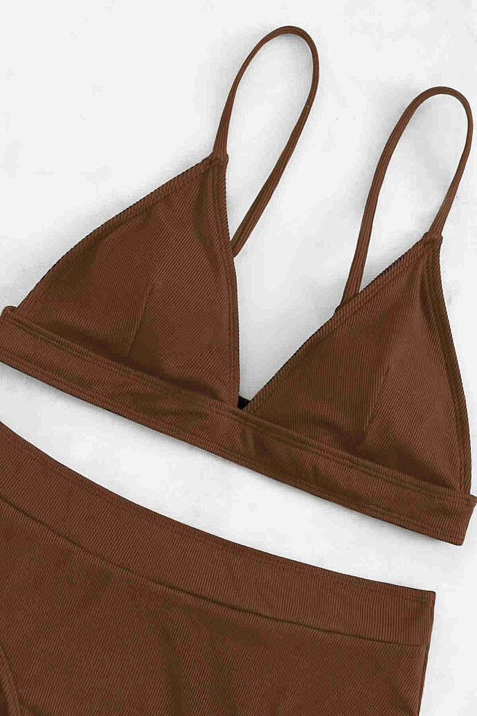 Angelsin Yüksek Bel Tasarım Bikini Altı Kahverengi - 4