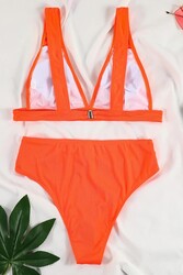 Angelsin Yüksel Bel Bikini Takım Turuncu - Thumbnail
