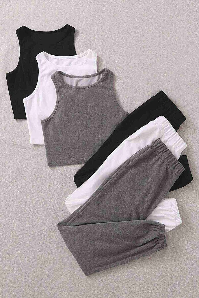 Merry See 3 Lü Set Kolsuz Cepsiz Peluş Polar Alt Üst Pijama Takımı Çok Renkli - 5