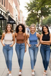 Merry See 4'lü Paket 4 Renk Takım Kadın Kolsuz Örme Kumaş Bluz Crop Çok Renkli - Thumbnail