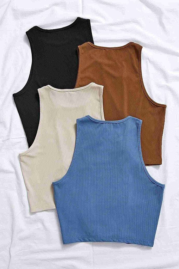 Merry See 4'lü Paket 4 Renk Takım Kadın Kolsuz Örme Kumaş Bluz Crop Çok Renkli - 3