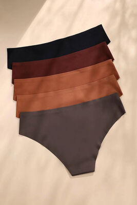 Merry See - Merry See 5 li Set İz Yapmaz Likralı Dikişsiz Lazer Kesim Bikini Slip Külot Çok Renkli (1)