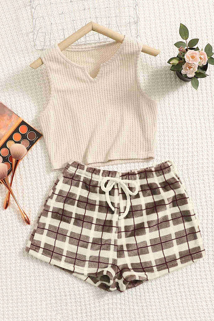 Merry See Altı Peluş Polar Üstü Örme Kolsuz Pijama Takımı Çok Renkli - 5