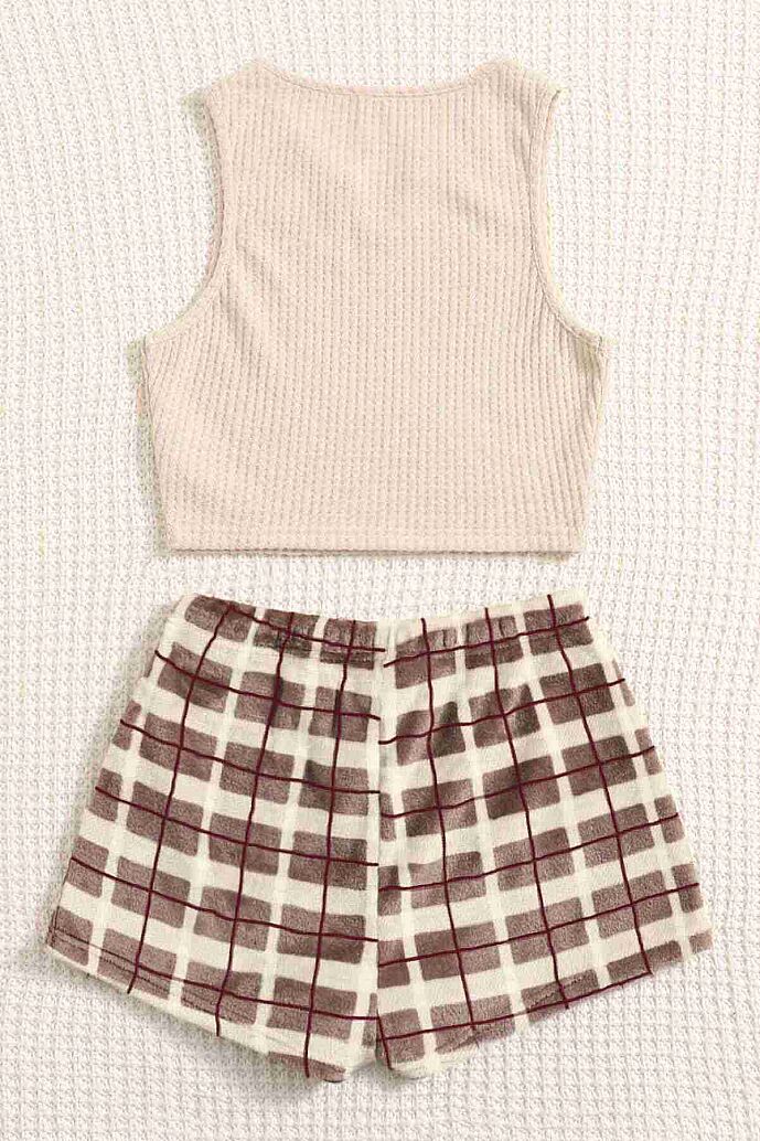 Merry See Altı Peluş Polar Üstü Örme Kolsuz Pijama Takımı Çok Renkli - 6