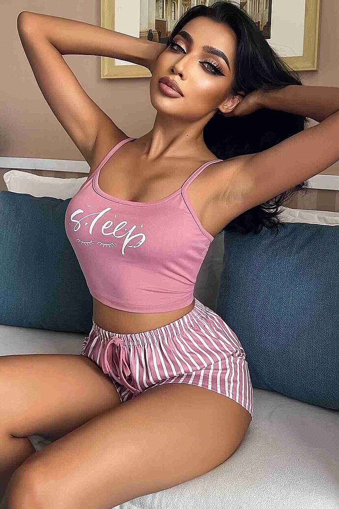 Merry See Askılı Sleep Basklı Sortlu Pijama Takımı Çok Renkli - 5