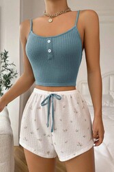 Merry See Askılı Şortlu Pijama Takımı Çok Renkli - Thumbnail