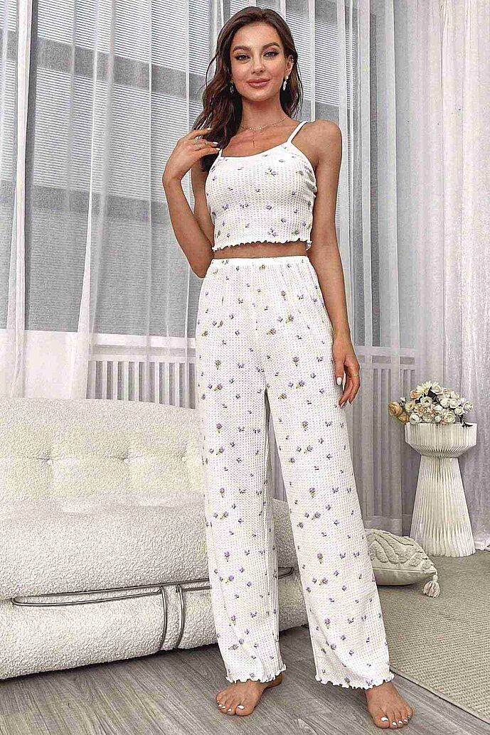 Merry See Baskılı Askılı  Pijama Takımı BASKI MOR ÇİÇEKLİ MS4086 - 3
