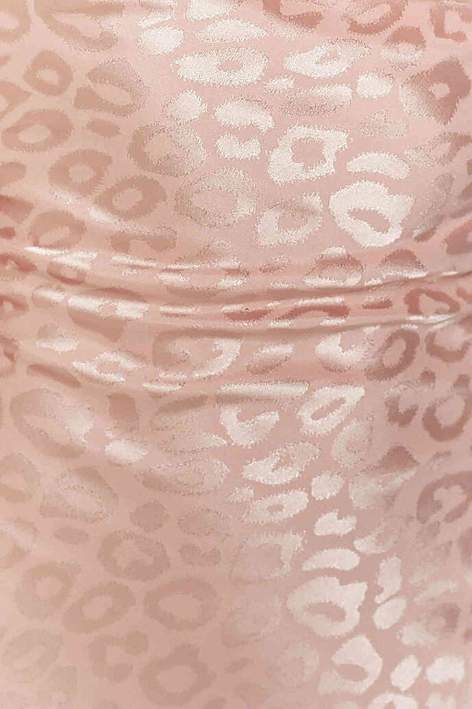 Merry See Baskılı Saten Mini Elbise Pembe - 8