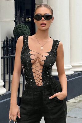 Merry See - Merry See Body Taşlı Vücut Çorabı Siyah (1)