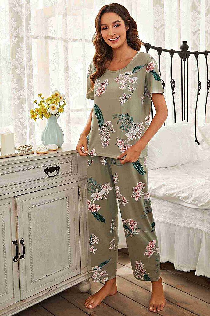 Merry See Çicek Baskılı Soft Kumaş Kısa Kollu Pijama Takımı Çok Renkli - 3