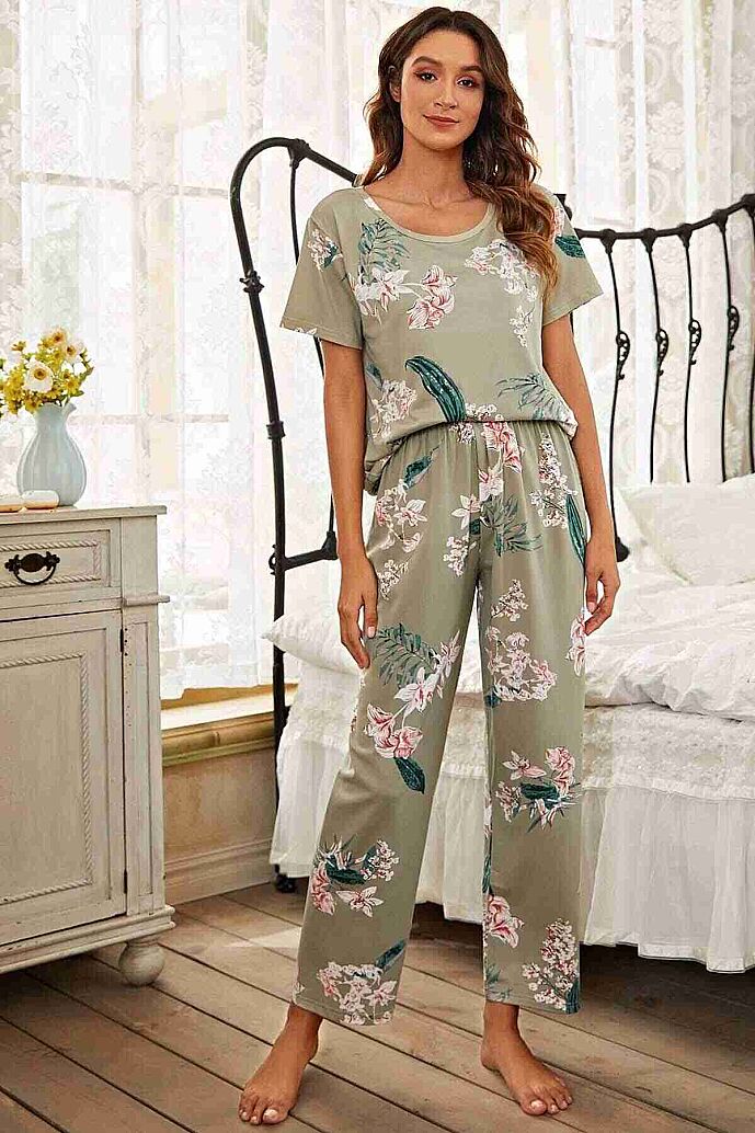 Merry See Çicek Baskılı Soft Kumaş Kısa Kollu Pijama Takımı Çok Renkli - 4