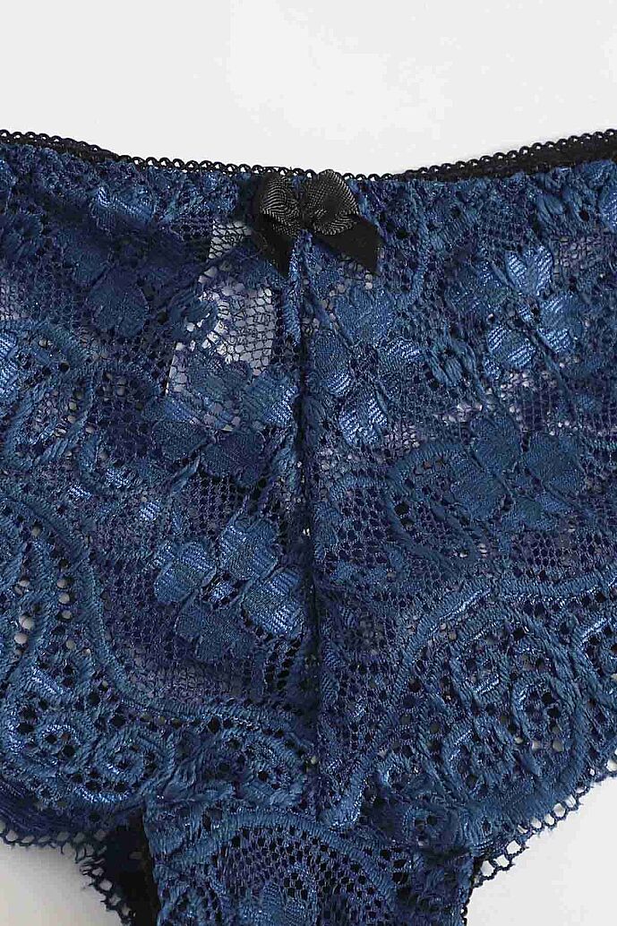 Merry See Dantel Sütyen Külot Saten Pijama Alt 3 lü Takım Lacivert - 4
