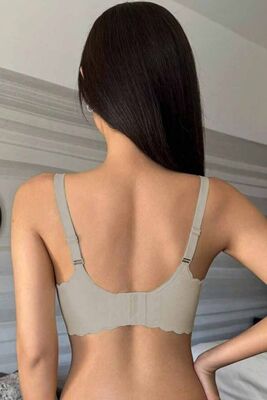 Merry See - Merry See Dikişsiz Balensiz Çıkarılabilir Pedli Lazer Kesim izbırakmaz Görünmez Sütyen Gri (1)