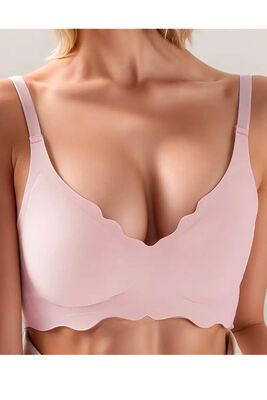 Merry See - Merry See Dikişsiz Balensiz Çıkarılabilir Pedli Lazer Kesim izbırakmaz Görünmez Sütyen Pembe (1)