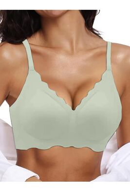 Merry See - Merry See Dikişsiz Balensiz Çıkarılabilir Pedli Lazer Kesim izbırakmaz Görünmez Sütyen Yeşil (1)