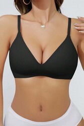 Merry See Dikişsiz Balensiz Desteksiz Lazer Kesim İzbırakmaz Görünmez Sütyen Siyah - Thumbnail