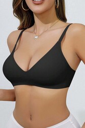 Merry See Dikişsiz Balensiz Desteksiz Lazer Kesim İzbırakmaz Görünmez Sütyen Siyah - Thumbnail