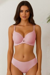 Merry See Dikişsiz Balensiz Hafif Destekli Kalp Detay Lazer Kesim İzbırakmaz Görünmez Sütyen Pembe - Thumbnail