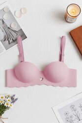 Merry See Dikişsiz Balensiz Hafif Destekli Kalp Detay Lazer Kesim İzbırakmaz Görünmez Sütyen Pembe - Thumbnail