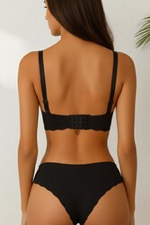 Merry See Dikişsiz Balensiz Hafif Destekli Kalp Detay Lazer Kesim İzbırakmaz Görünmez Sütyen Siyah - Thumbnail