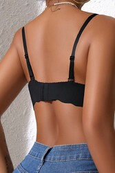 Merry See Dikişsiz Balensiz Hafif Destekli Kalp Detay Lazer Kesim İzbırakmaz Görünmez Sütyen Siyah - Thumbnail