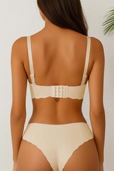 Merry See Dikişsiz Balensiz Hafif Destekli Kalp Detay Lazer Kesim İzbırakmaz Görünmez Sütyen TEN - Thumbnail