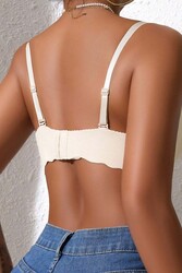 Merry See Dikişsiz Balensiz Hafif Destekli Kalp Detay Lazer Kesim İzbırakmaz Görünmez Sütyen TEN - Thumbnail