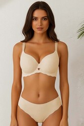 Merry See Dikişsiz Balensiz Hafif Destekli Kalp Detay Lazer Kesim İzbırakmaz Görünmez Sütyen TEN - Thumbnail