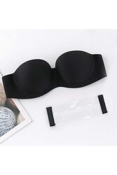 Merry See Dikişsiz Balensiz Hafif Destekli Lazer Kesim İzbırakmaz Görünmez Straplez Sütyen Siyah - Thumbnail