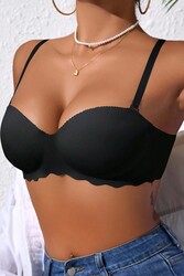 Merry See Dikişsiz Balensiz Hafif Destekli Lazer Kesim İzbırakmaz Görünmez Sütyen Siyah - Thumbnail