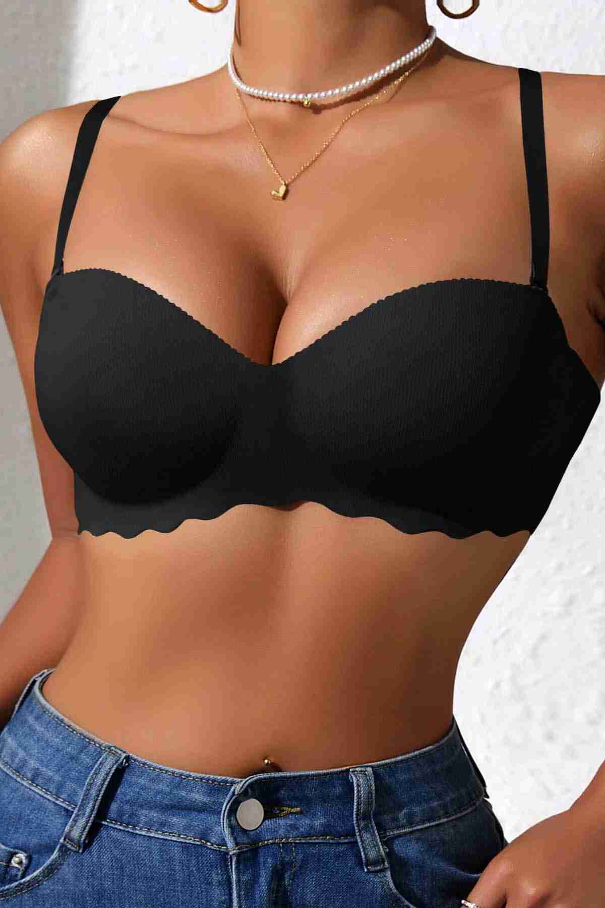 Merry See Dikişsiz Balensiz Hafif Destekli Lazer Kesim İzbırakmaz Görünmez Sütyen Siyah Merry See Dikişsiz Balensiz Hafif Destekli Lazer Kesim İzbırakmaz Görünmez Sütyen Siyah