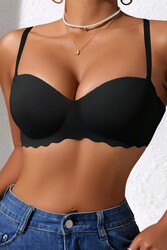 Merry See Dikişsiz Balensiz Hafif Destekli Lazer Kesim İzbırakmaz Görünmez Sütyen Siyah - Thumbnail