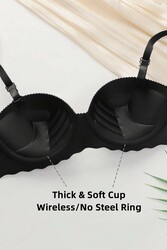Merry See Dikişsiz Balensiz Hafif Destekli Lazer Kesim İzbırakmaz Görünmez Sütyen Siyah - Thumbnail