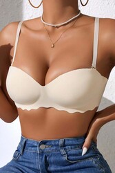 Merry See Dikişsiz Balensiz Hafif Destekli Lazer Kesim İzbırakmaz Görünmez Sütyen TEN - Thumbnail