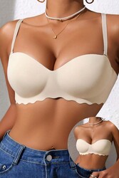 Merry See Dikişsiz Balensiz Hafif Destekli Lazer Kesim İzbırakmaz Görünmez Sütyen TEN - Thumbnail