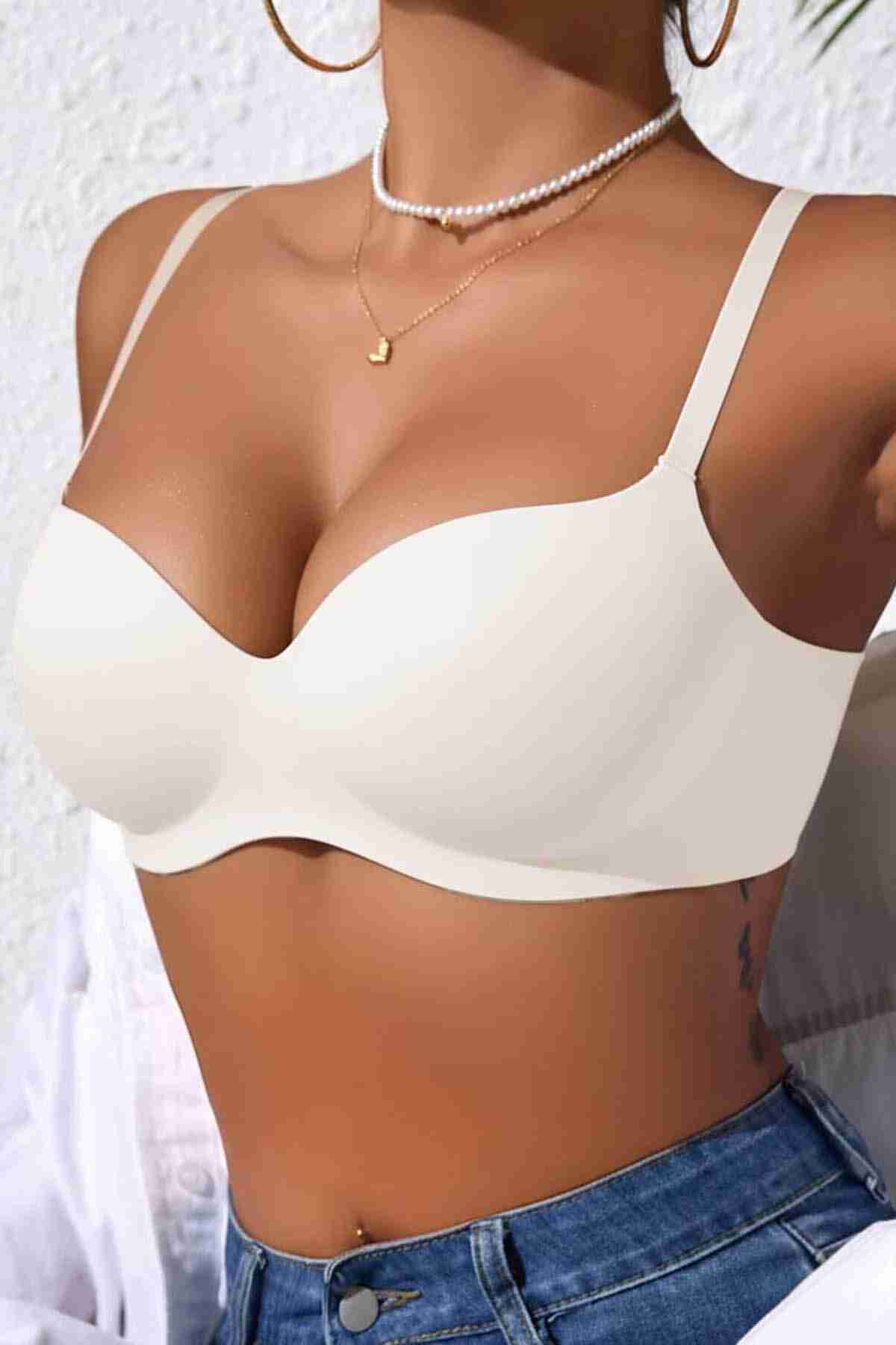 Merry See Dikişsiz Balensiz Hafif Destekli Parlak Lazer Kesim İzbırakmaz Görünmez Sütyen Krem Merry See Dikişsiz Balensiz Hafif Destekli Parlak Lazer Kesim İzbırakmaz Görünmez Sütyen Krem