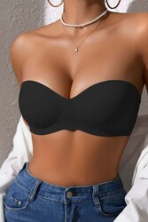 Merry See Dikişsiz Balensiz Hafif Destekli Parlak Lazer Kesim İzbırakmaz Görünmez Sütyen Siyah - Thumbnail