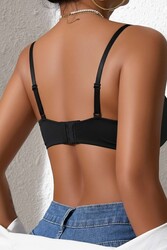 Merry See Dikişsiz Balensiz Hafif Destekli Parlak Lazer Kesim İzbırakmaz Görünmez Sütyen Siyah - Thumbnail