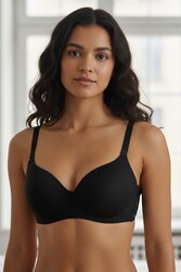 Merry See Dikişsiz Balensiz Hafif Destekli Parlak Lazer Kesim İzbırakmaz Görünmez Sütyen Siyah - Thumbnail