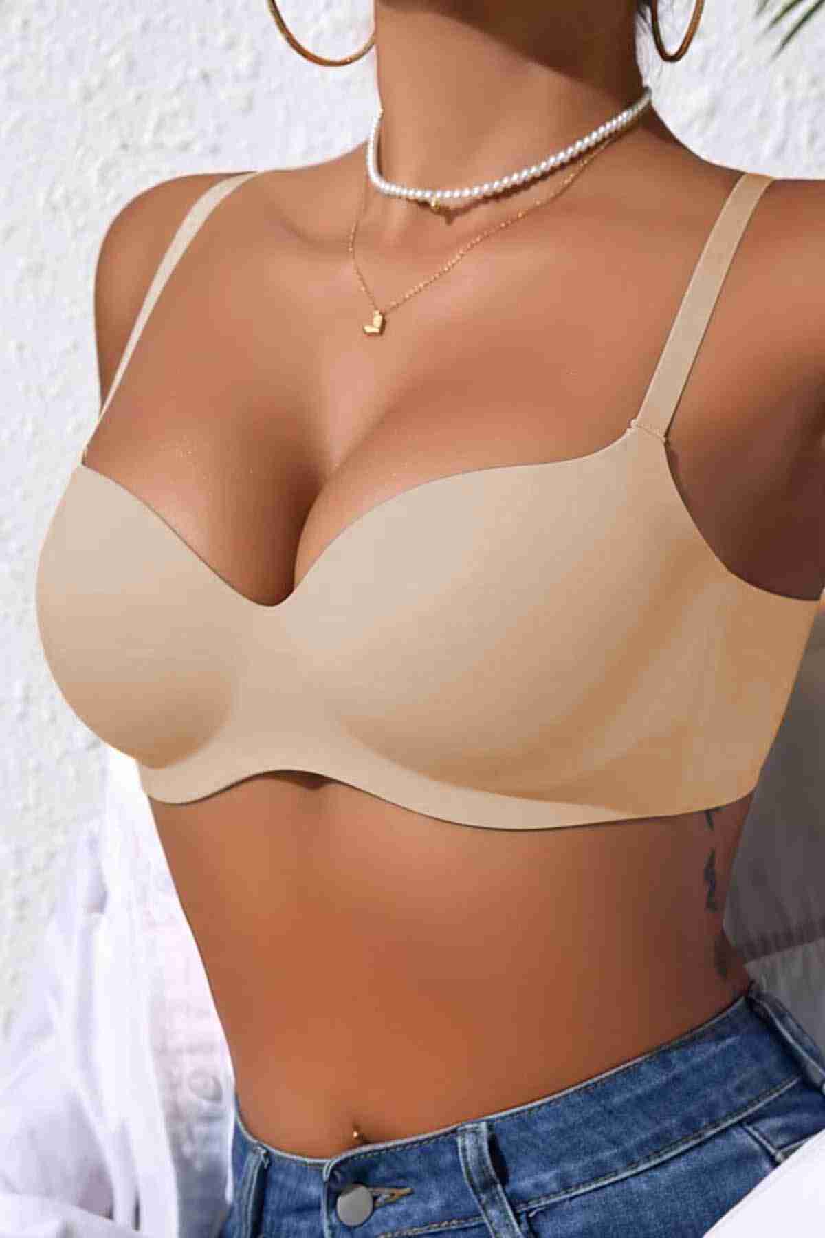 Merry See Dikişsiz Balensiz Hafif Destekli Parlak Lazer Kesim İzbırakmaz Görünmez Sütyen TEN Merry See Dikişsiz Balensiz Hafif Destekli Parlak Lazer Kesim İzbırakmaz Görünmez Sütyen TEN