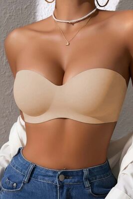 Merry See - Merry See Dikişsiz Balensiz Hafif Destekli Parlak Lazer Kesim İzbırakmaz Görünmez Sütyen TEN (1)