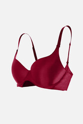 Merry See Dikişsiz Balensiz Lazer Kesim izbırakmaz Görünmez Push Up Sütyen Bordo - Thumbnail