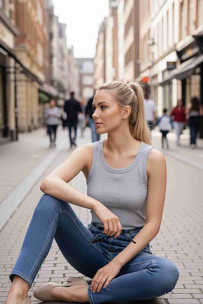 Merry See Düz Renk Kadın Kolsuz Bluz Crop Top Gri - 4
